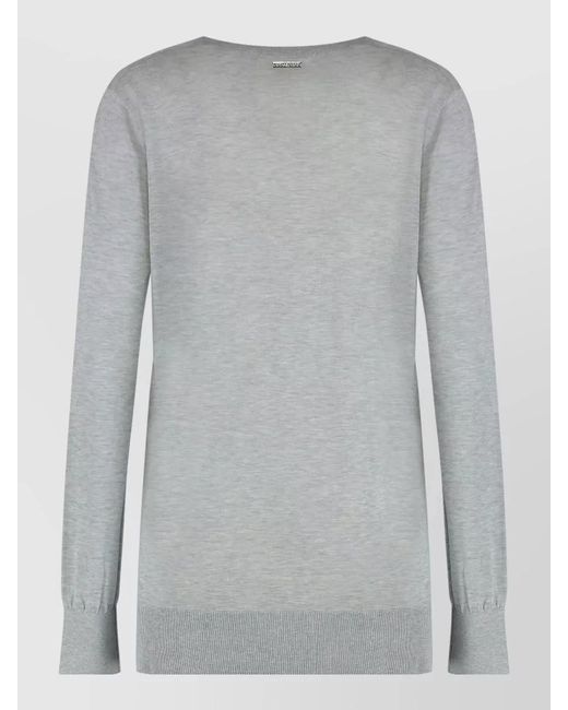 MICHAEL Michael Kors Gray V Neck Knit Sweater Long Sleeves