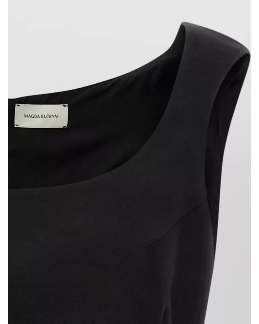 Magda Butrym Black Silk Blend Floral Appliqué Top
