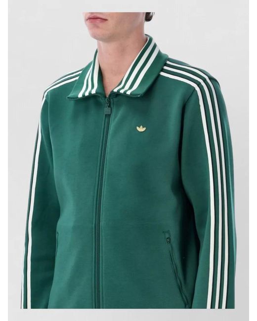 Adidas Originals Green Track Jacket Relaxed Fit High Collar for men