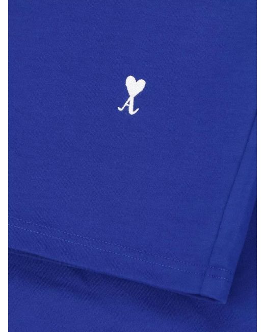 AMI Blue Graphic Crew Neck T Shirt Regular Fit for men