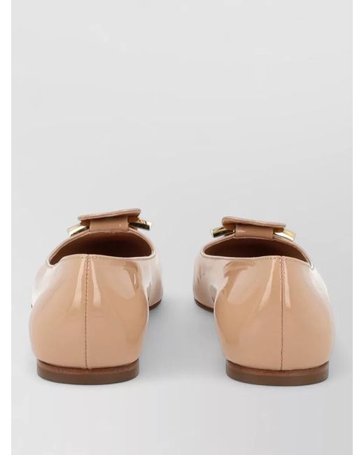Ferragamo Natural Loafers Patent Finish Tone Buckle