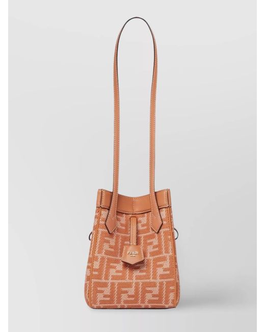 Fendi Pink Mini Structured Leather Trim Shoulder Bag
