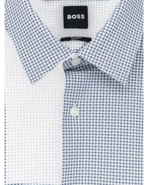 Boss Blue Hank Jersey Shirt Long Sleeve Slim Fit for men
