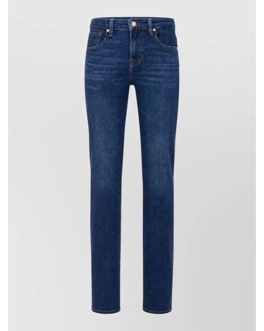 7 For All Mankind Blue Denim Pants Belt Loops Contrast Stitching