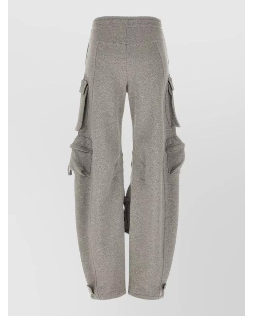 The Attico Gray Fern Relaxed Cargo Trousers Side Pockets