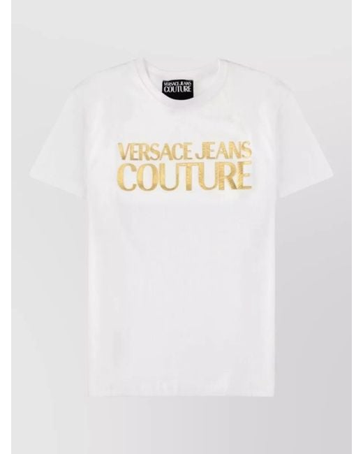 Versace Jeans Couture White Short Sleeve Crew Neck Cotton T-Shirt for men