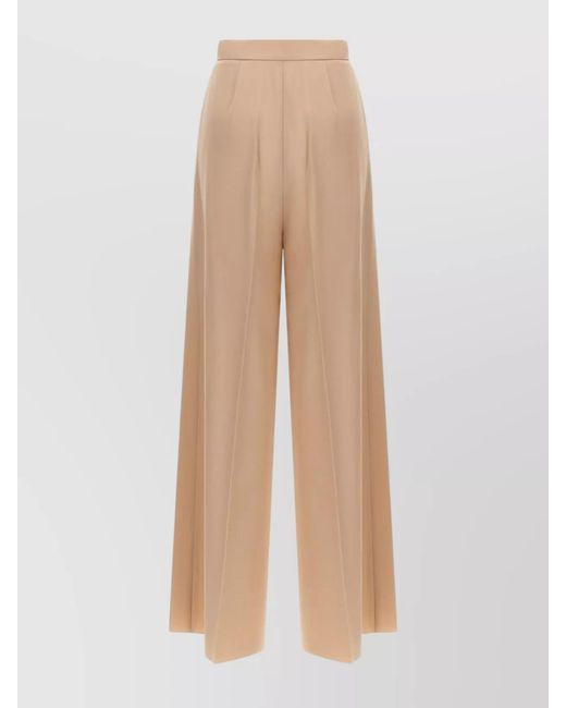 Max Mara Natural Virgin Wool Ninfa Wide-Leg Trousers
