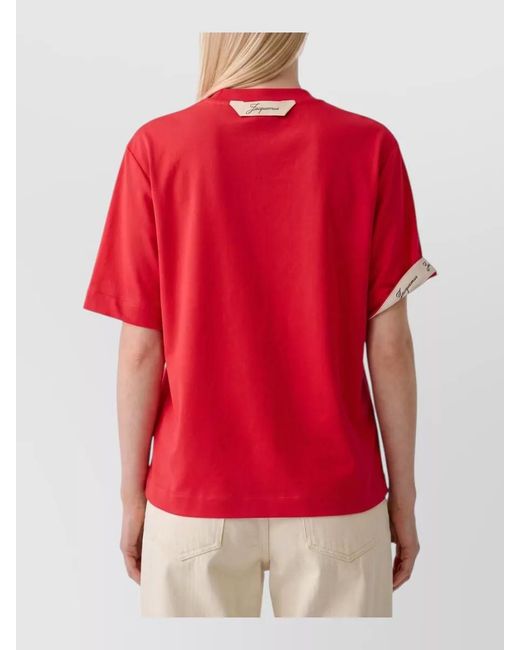 Jacquemus Red Ribbed Crew Neck Short-Sleeve T-Shirt