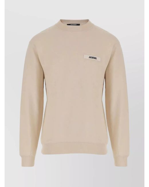 Jacquemus Natural Cotton Ribbed Crewneck Sweatshirt for men