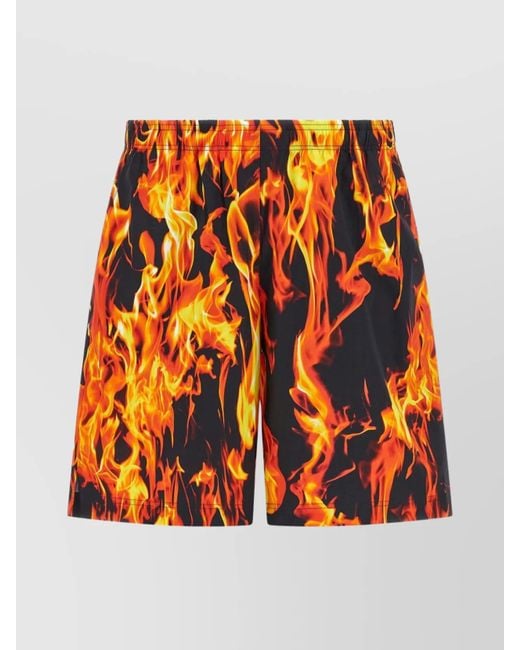 Vetements Orange Cotton Fire-Print Deck Shorts for men