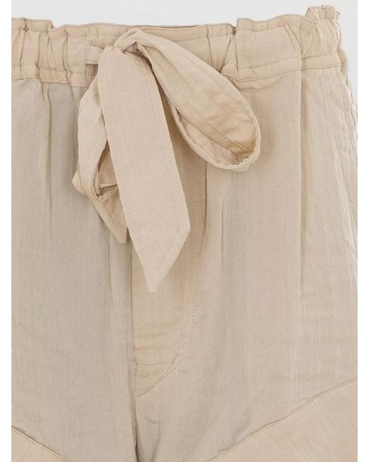 Isabel Marant Natural Viscose Blend Belted Knee-Length Shorts