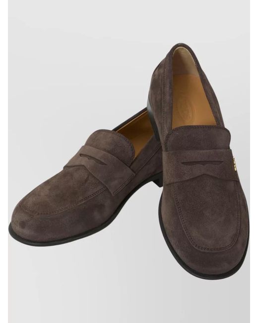 Tod's Brown Suede Loafers Casual Style Rubber Sole