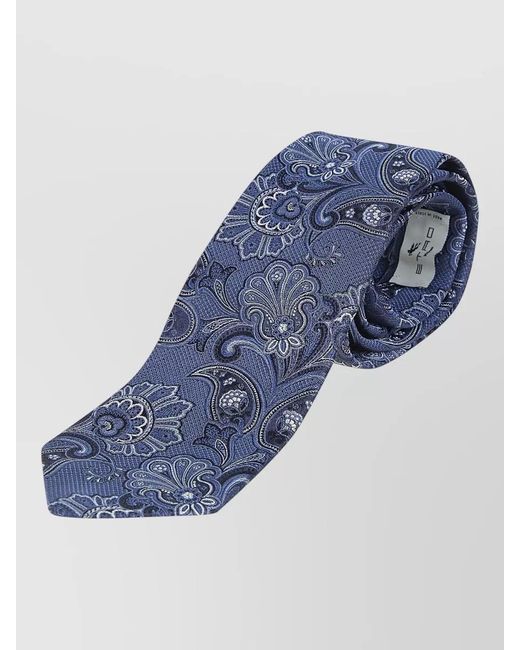 Etro Blue Silk Floral Paisley Tie for men