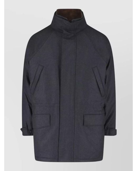Auralee Blue Wool Single Breasted Coat for men