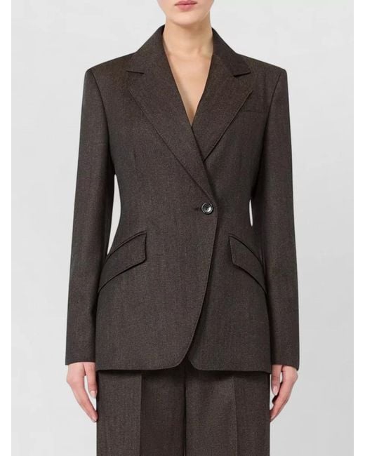 Max Mara Black Double Breasted Jacket Front Pockets Long Sleeves