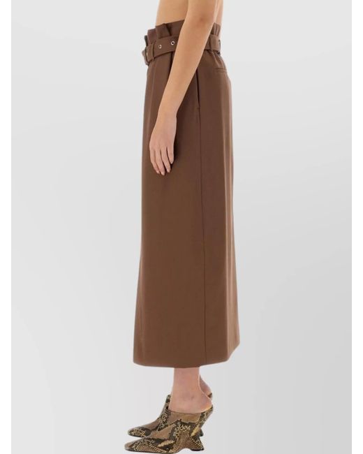 Dries Van Noten Brown Wool Pleated Skirt