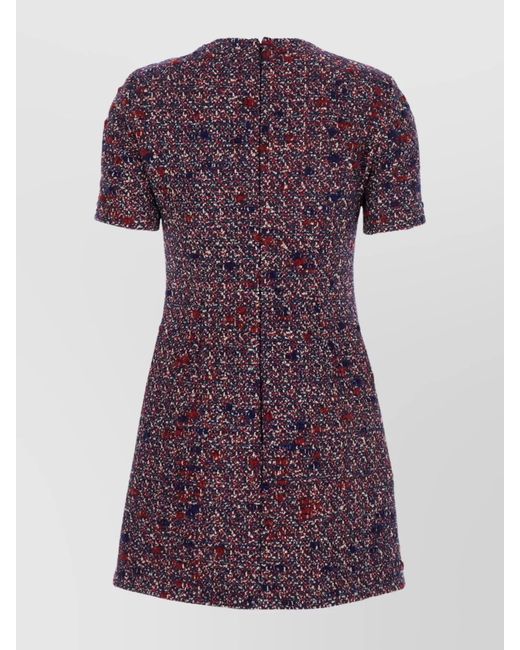 Gucci Purple Wool Tweed Short-Sleeve Mini Dress