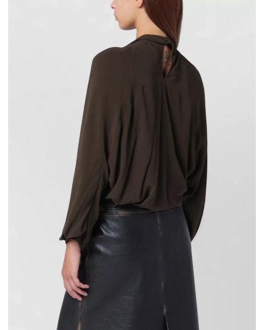 NAMACHEKO Black Choker Neck Top Draped Keyhole Back