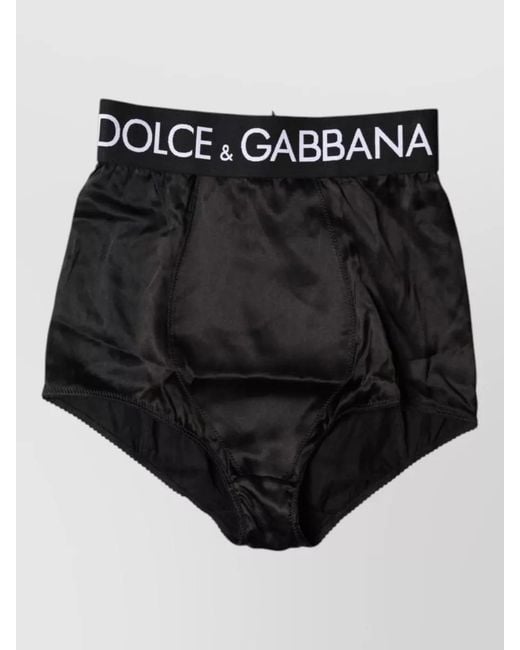 Dolce & Gabbana Black Logo High Waist Satin Girdle Panty