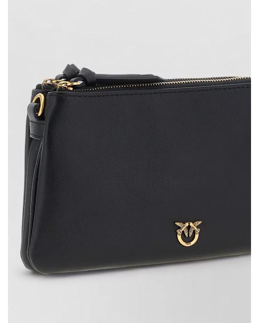 Pinko Black Mini Double Small Leather Shoulder Bag