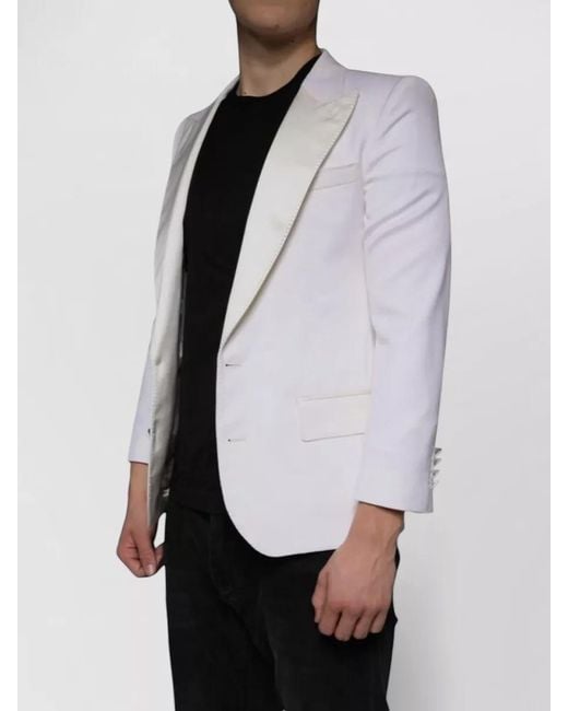 Dolce & Gabbana Black Wool Silk Slim-Fit Single-Breasted Dinner Jacket for men