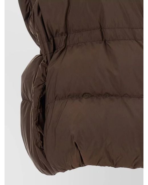 Brunello Cucinelli Brown Monile Quilted Vest Stand Up Collar