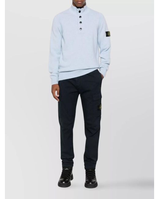 Stone Island Blue Cotton Cargo Trousers for men
