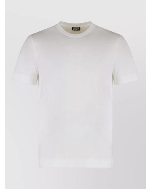 Zegna White Cotton Regular-Fit Crew-Neck Short-Sleeve T-Shirt for men