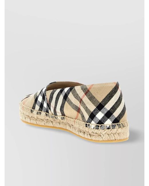 Burberry Metallic Canvas Check Pattern Espadrilles With Round Toe