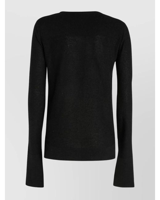 Jil Sander Black Cotton Blend Relaxed Fit Crew Neck Long Sleeve Sweater