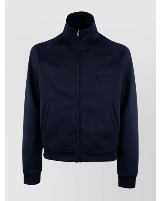 Prada Blue High Collar Cuffs Hem Side Pockets for men