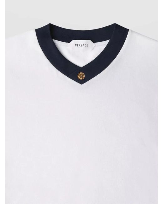 Versace White Slim-Fit Cotton V-Neck T-Shirt