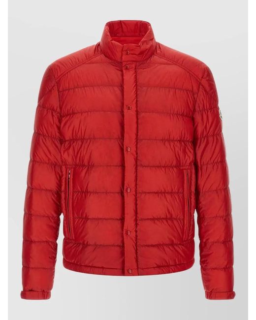Moncler Red Selves Down Jacket High Collar Pockets for men