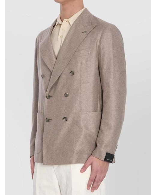 Tagliatore Brown Silk Double-Breasted Blazer for men