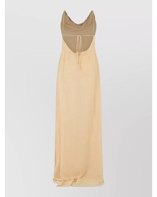 Blumarine White Viscose Dress Cowl Neck Sleeveless Slit