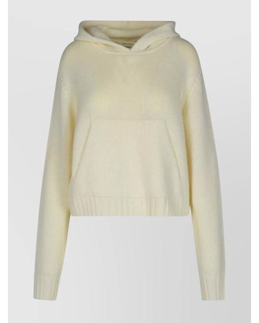 Palm Angels Natural Cashmere-Blend Knitted Hooded Jumper