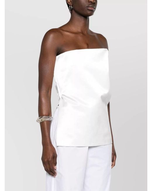 Sportmax White Cotton Strapless Top