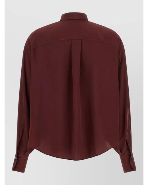 Brunello Cucinelli Purple Silk Shirt Batwing Sleeves Removable Tie