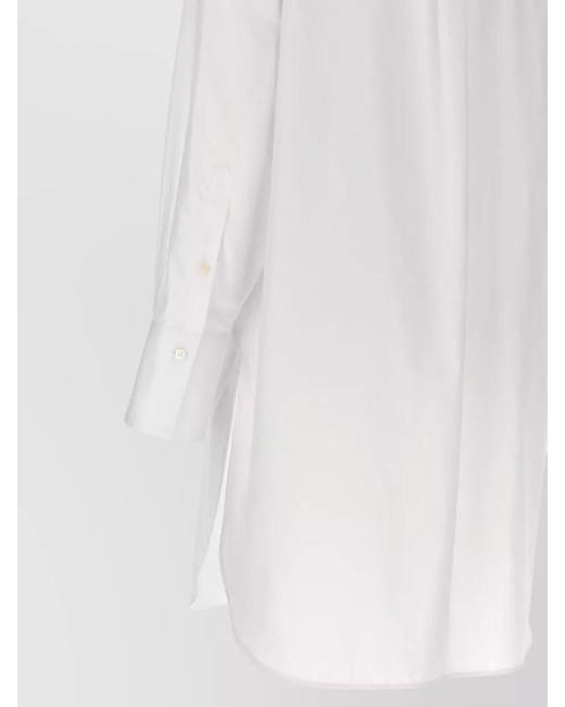 Alberto Biani White Tuxedo Shirt Long Plastron Design