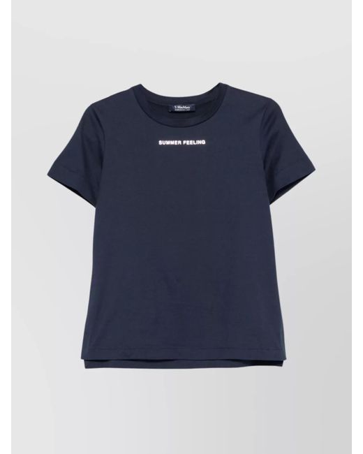 Max Mara Blue Logo Crew Neck Cotton T-Shirt