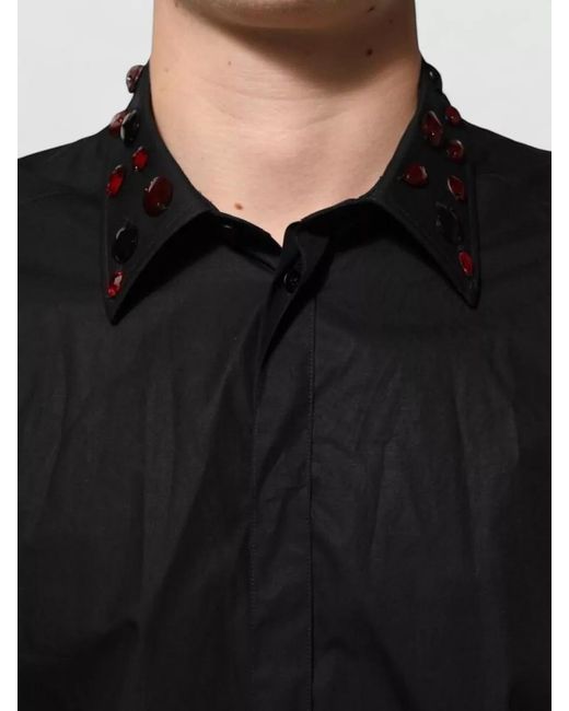 Dolce & Gabbana Black Embellished Cotton Long-Sleeve Shirt for men