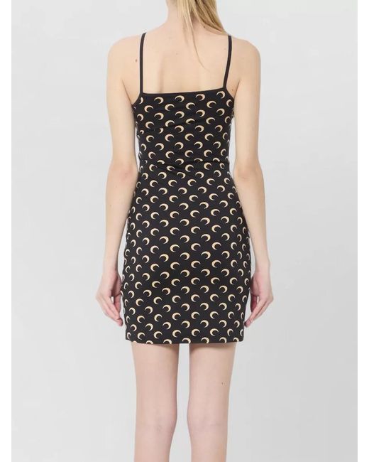 MARINE SERRE Black Printed V-Neck Sleeveless Mini Dress