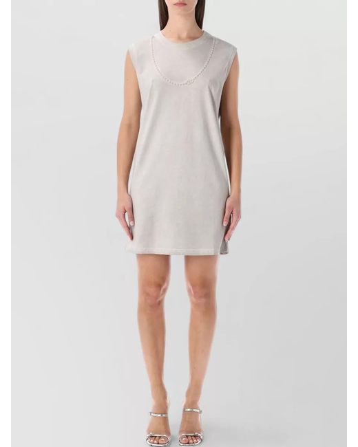 DIESEL White Cotton Sleeveless Mini Dress
