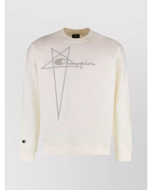 Rick Owens White Cotton Crew-Neck Sweatshirt for men