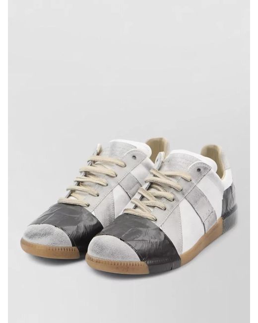 Maison Margiela White Leather Low-Top Sneakers for men