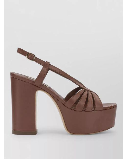 Casadei Brown Platform Open Toe Sandals Strappy Design