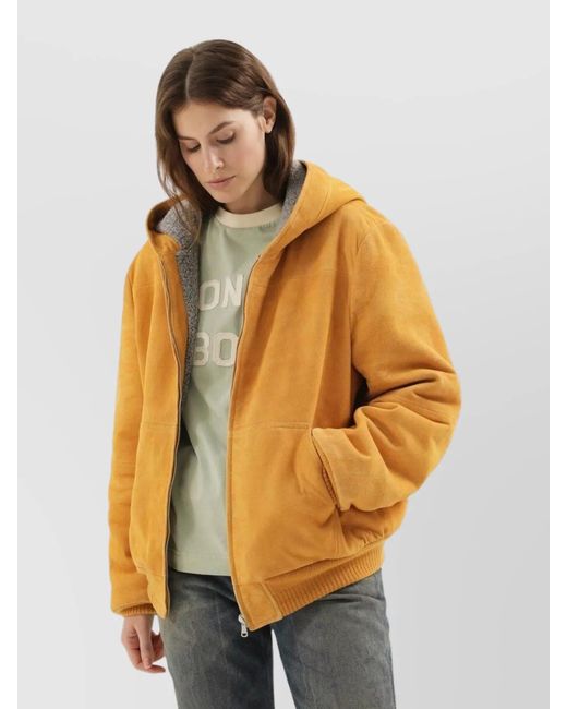 1989 STUDIO Orange Suede Hooded Coat