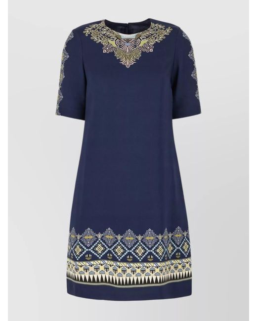 Etro Blue Printed Midi Dress