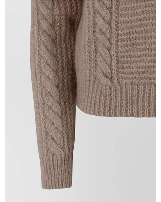 Max Mara Natural Cable-Knit Alpaca-Blend Boxy Jumper