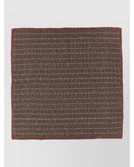 Brunello Cucinelli Brown Silk Pinstripe Pocket Square for men